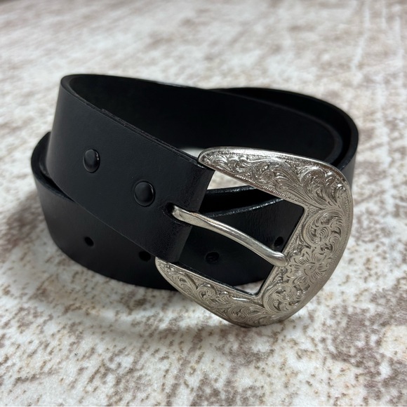 Leather Shack Accessories - Leather Shack Black Leather Western Belt Size M